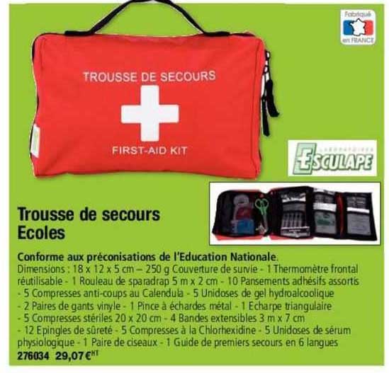 trousse de secours ecoles