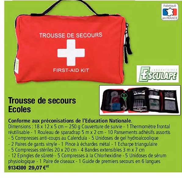 trousse de secours ecoles