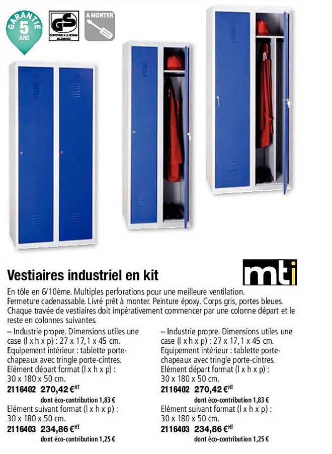 vestiaires industriel en kit mti