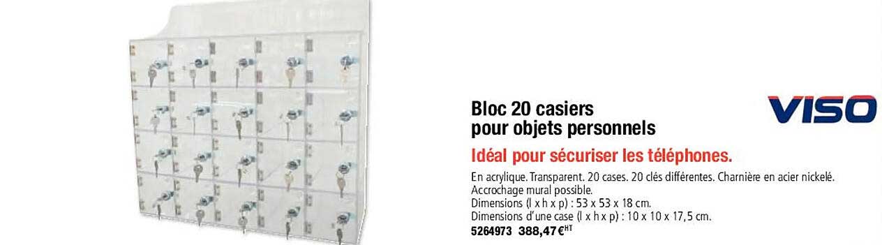 Viso Bloc 20 Casiers Pour Objets Personnels
