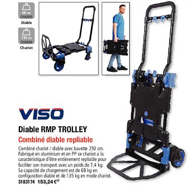 viso diable RMP trolley combiné diable repliable