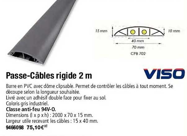 viso passe-câbles rigide 2 m