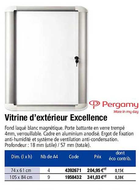 vitrine d'extérieur excellence pergamy