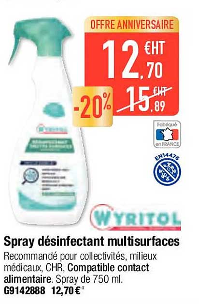 wyritol spray désinfectant multisurfaces