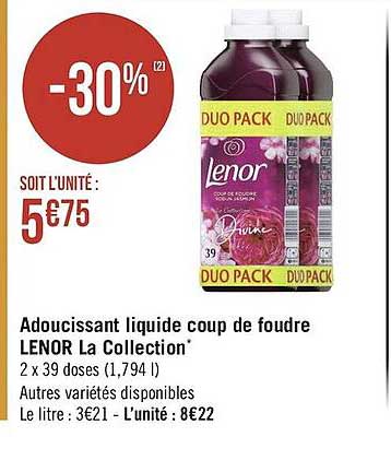 adoucissant liquide coup de foudre lenor la collection