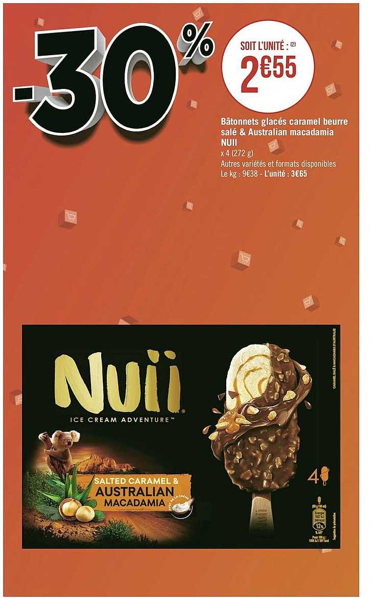 Bâtonnets Glacés Caramel Beurre Salé & Australian Macadamia Nuii