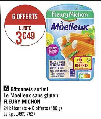 bâtonnets surimi le moelleux sans gluten fleury michon