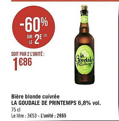 bière blonde cuivrée la goudale de printemps 6,8% vol.