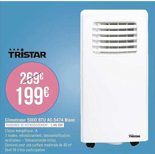 Climatiseur 5000 Btu Ac-5474 Blanc Tristar