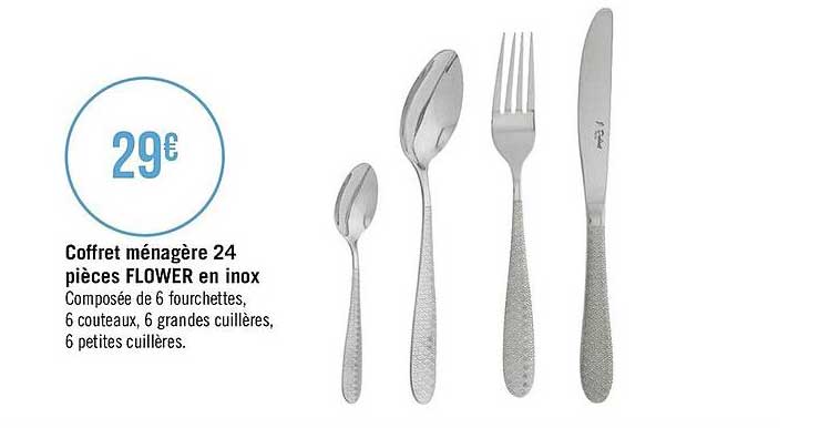 Coffret Ménagère 24 Pièces Flower En Inox