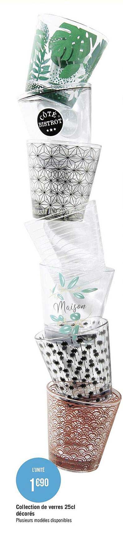 collection de verres 25cl décorés