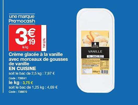 crème glacée à la vanille avec morceaux de gousses de vanille en cuisine