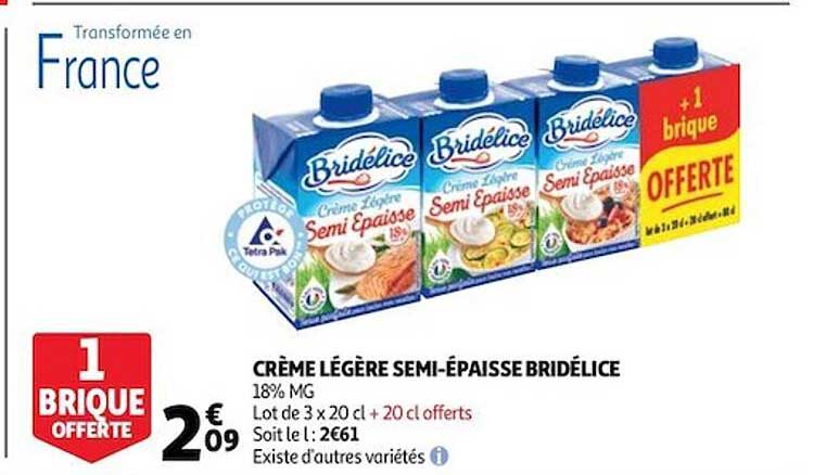 crème légère semi-épaisse bridélice