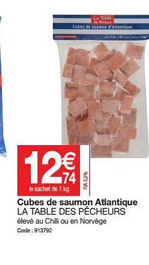cubes de saumon atlantique la table des pêcheurs