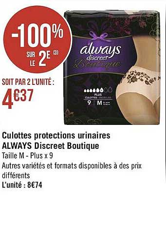culottes protections urinaires always discreet boutique