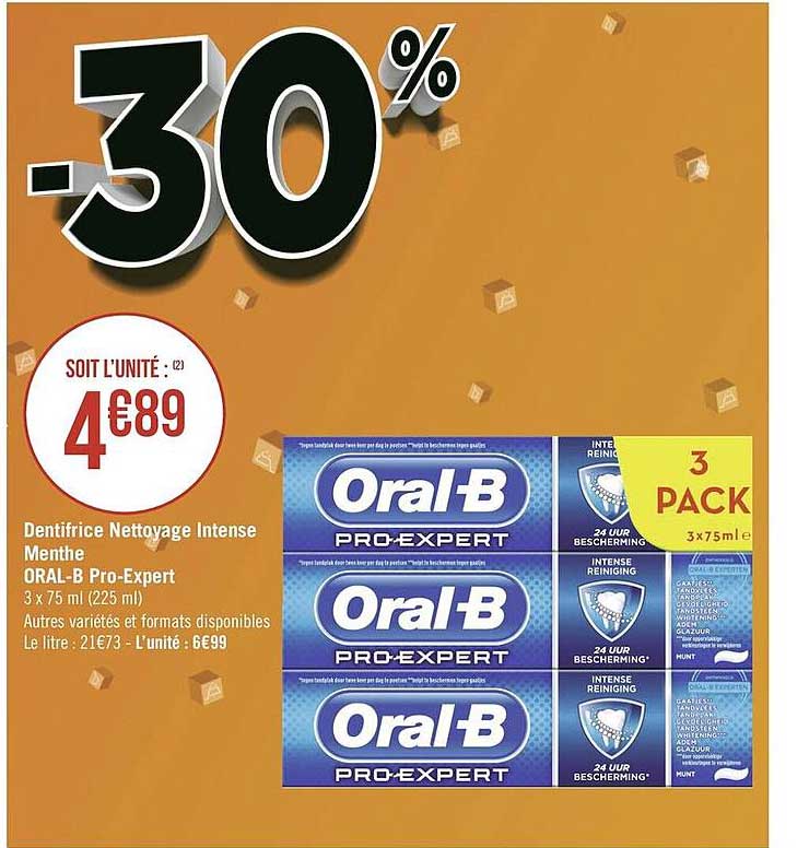 dentifrice nettoyage intense menthe oral-b pro-expert