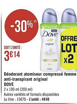 déodorant atomiseur compressé femme anti-transpirant original dove