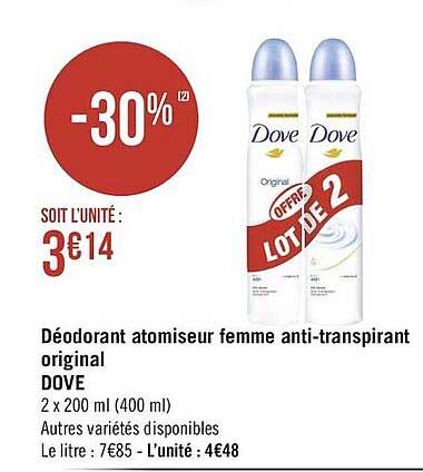 déodorant atomiseur femme anti-transpirant original dove