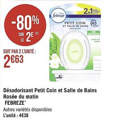 désodorisant petit coin et salle de bains rosée du matin febreze