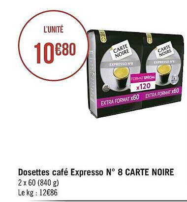 dosettes café expresso n°8 carte noire