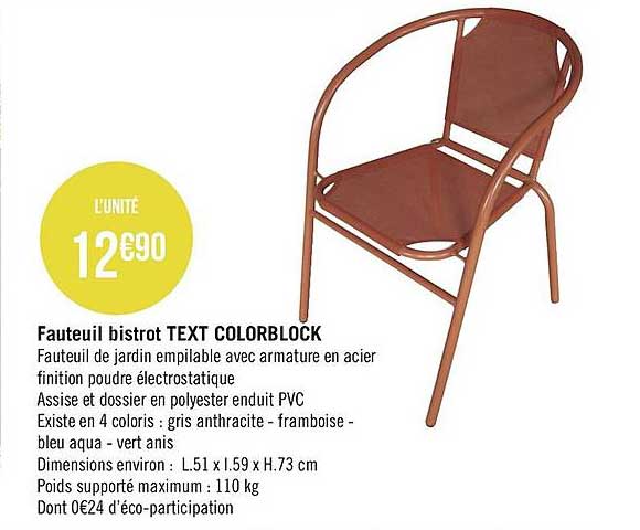 Fauteuil Bistrot Text Colorblock