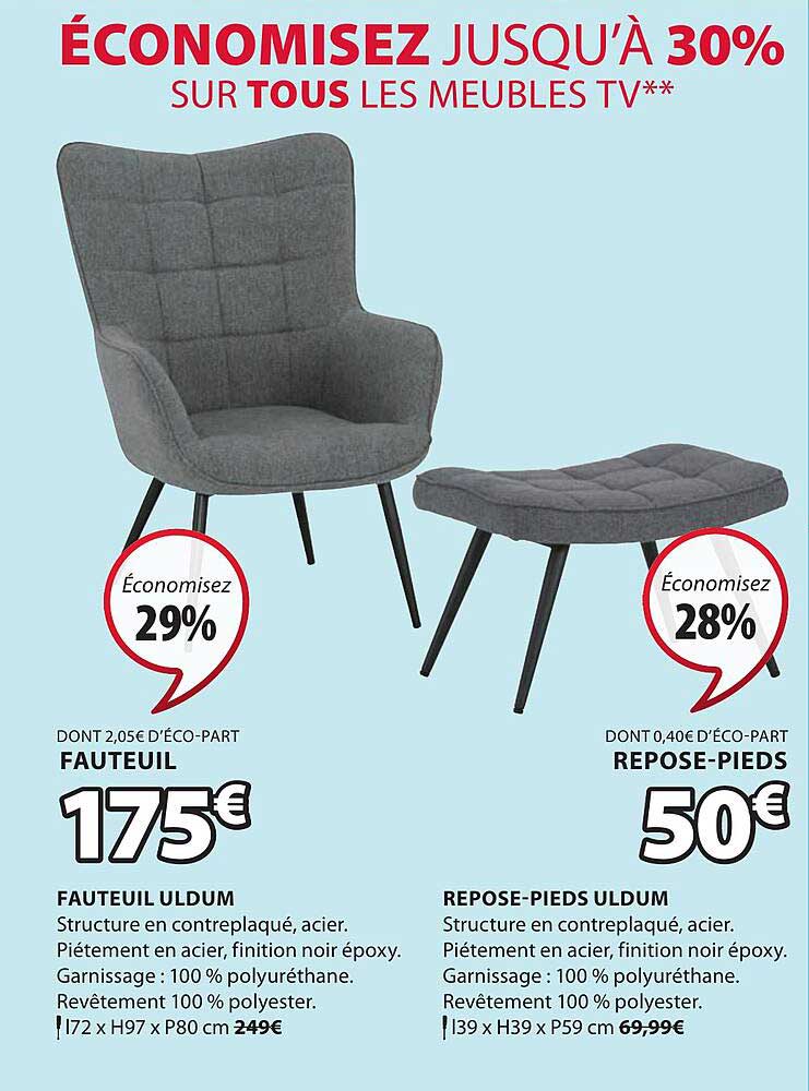 Fauteuil Uldum, Repose-pieds Uldum