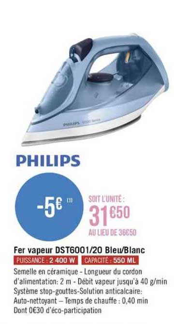 fer vapeur dst600-20 bleu-blanc philips