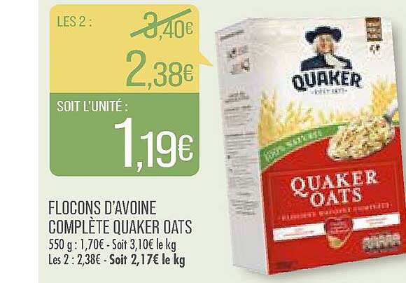 flocons d'avoine complète quaker oats