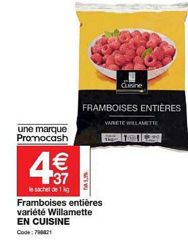 framboises entières variété willamette en cuisine