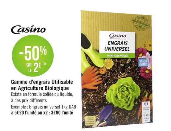 gamme d'engrais utilisable en agriculture bioloqique