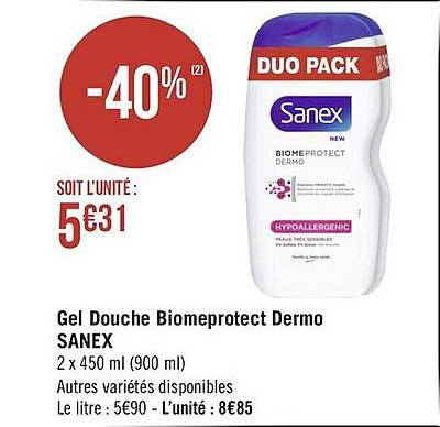 gel douche biomeprotect dermo sanex