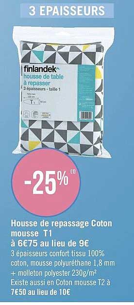 Housse De Repassage Coton Mousse T1 Finlandek^