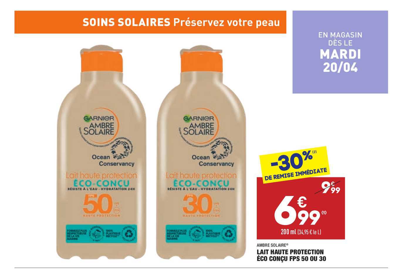 lait haute protection éco conçu fps 50 ou 30 ambre solaire