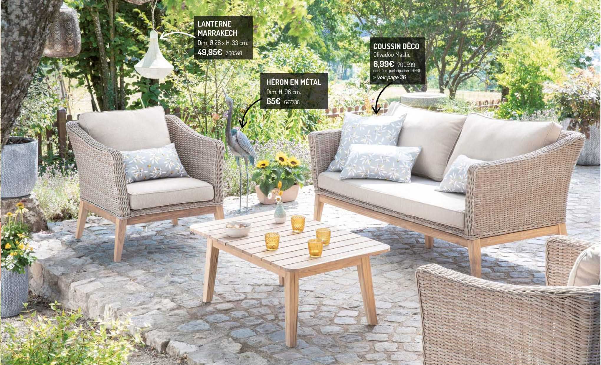 lanterne marrakech, héron en métal, coussin déco