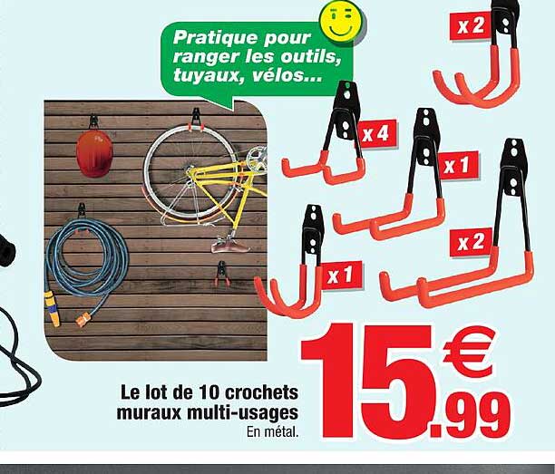 le lot de 10 crochets muraux multi-usages