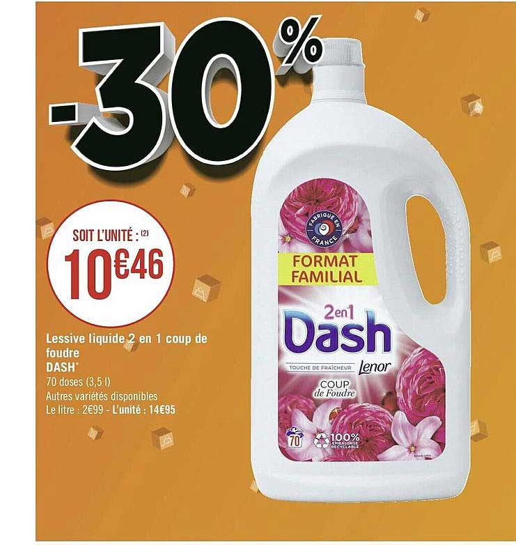 lessive liquide 2 en 1 coup de foudre dash