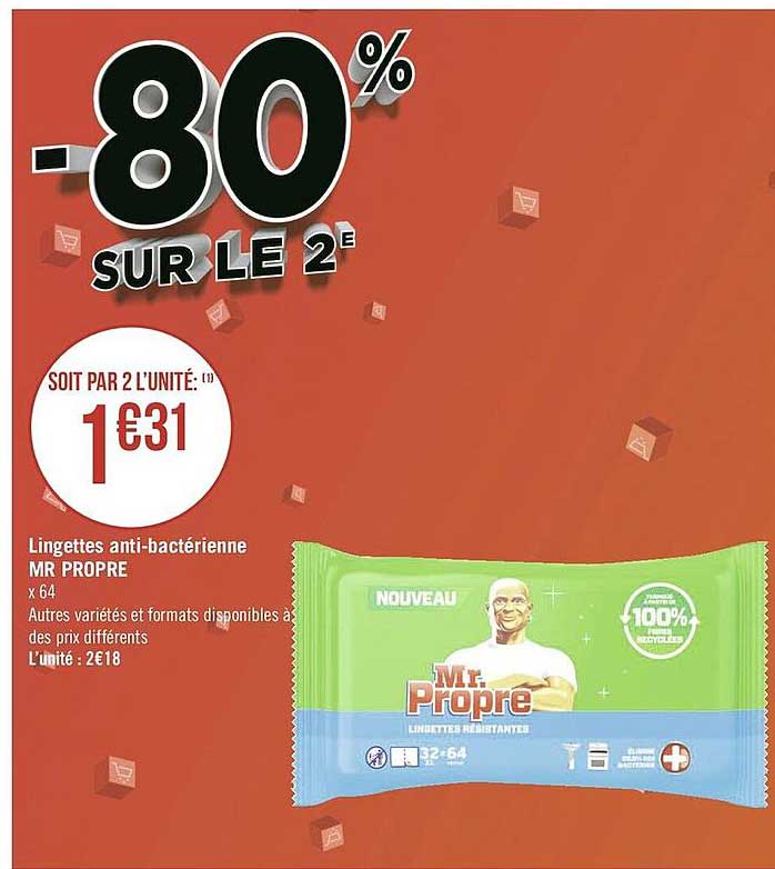 lingettes anti-bactérienne mr propre