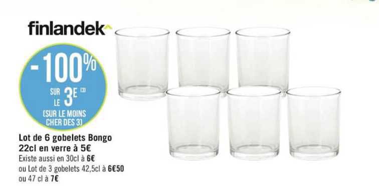 lot de 6 gobelets bongo 22 cl en verre finlandek^
