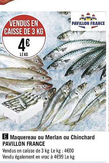 maquereau ou merlan ou chinchard pavillon france