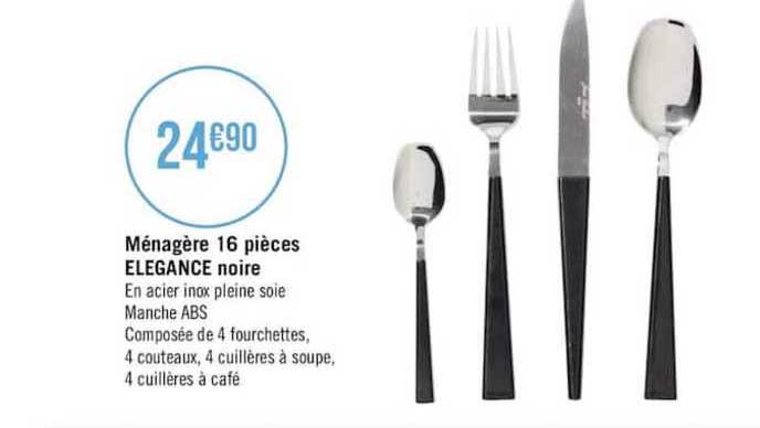 Ménagère 16 Pièces élegance Noire