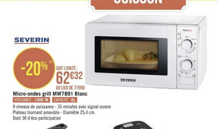 micro-ondes grill mw7891 blanc severin