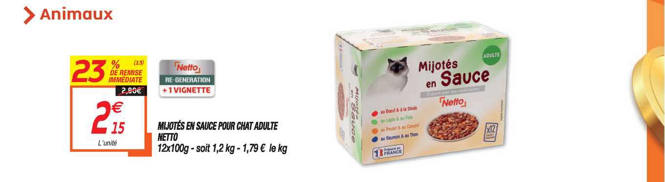 mijotés en sauce pour chat adulte netto