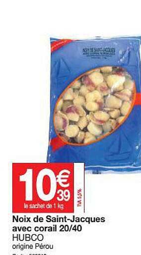 noix de saint-jacques avec corail 20-40 hubco