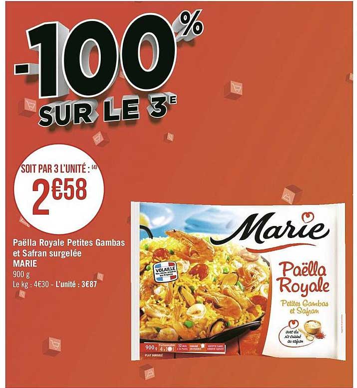 paëlla royale petites gambas et safran surgelée marie