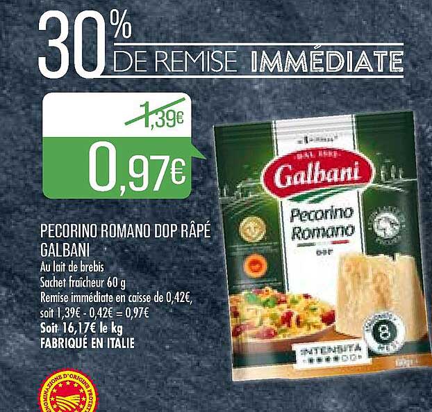 pecorino romano dop râpé galbani