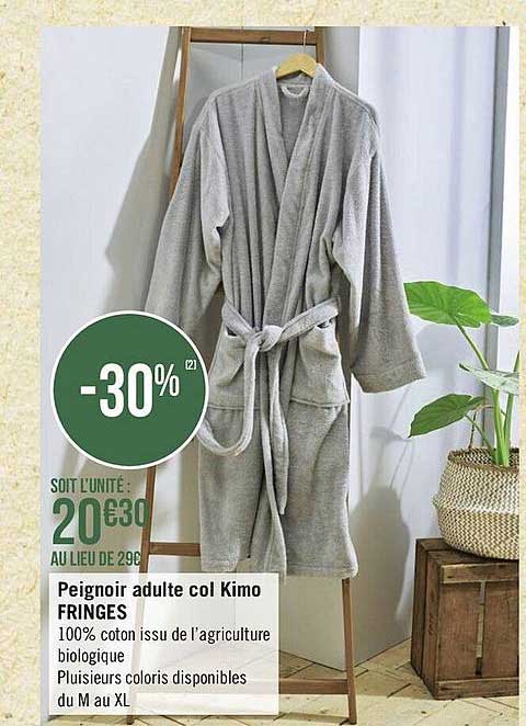 Peignoir Adulte Col Kimo Fringes