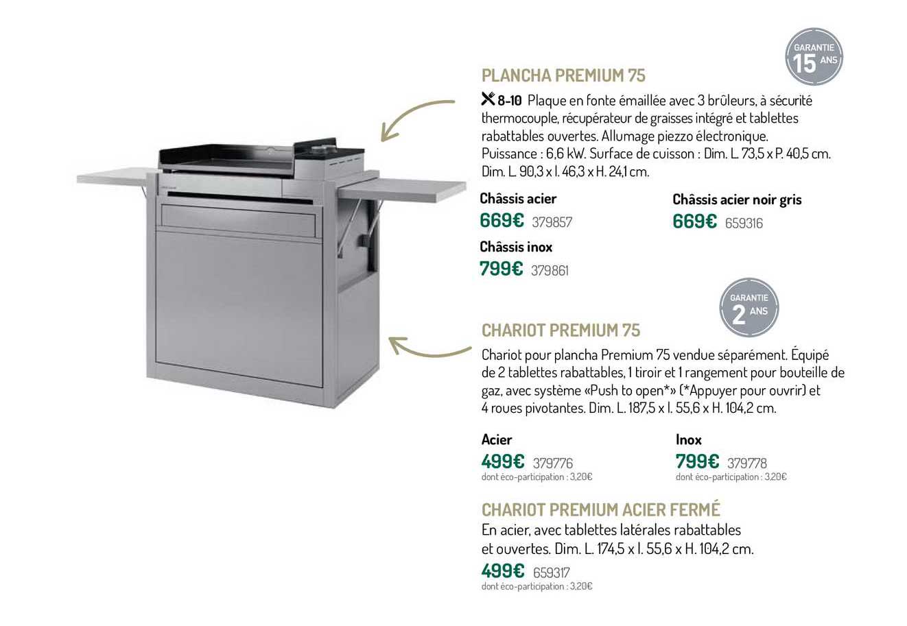 Plancha Premium 75, Chariot Premium 75, Chariot Premium Acier Fermé