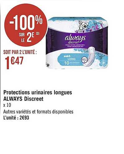 protection urinaires longues always discreet