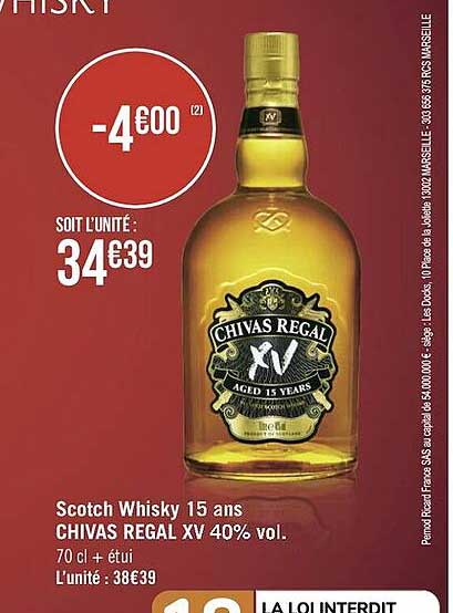 scotch whisky 15 ans chivas regal xv 40% vol.
