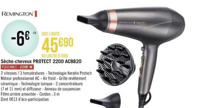 sèche-cheveux protect 2200 ac8820 remington
